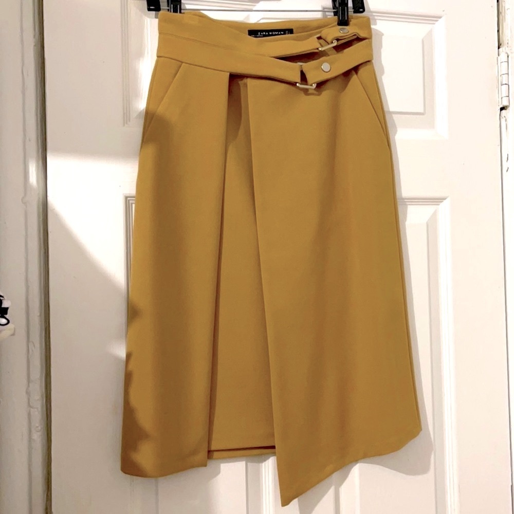 Zara camel high slip skirt